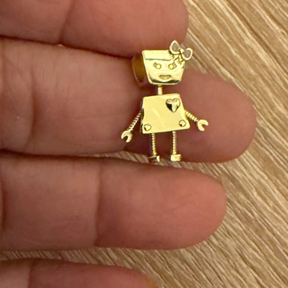 Gold Robot Charm Pendant
